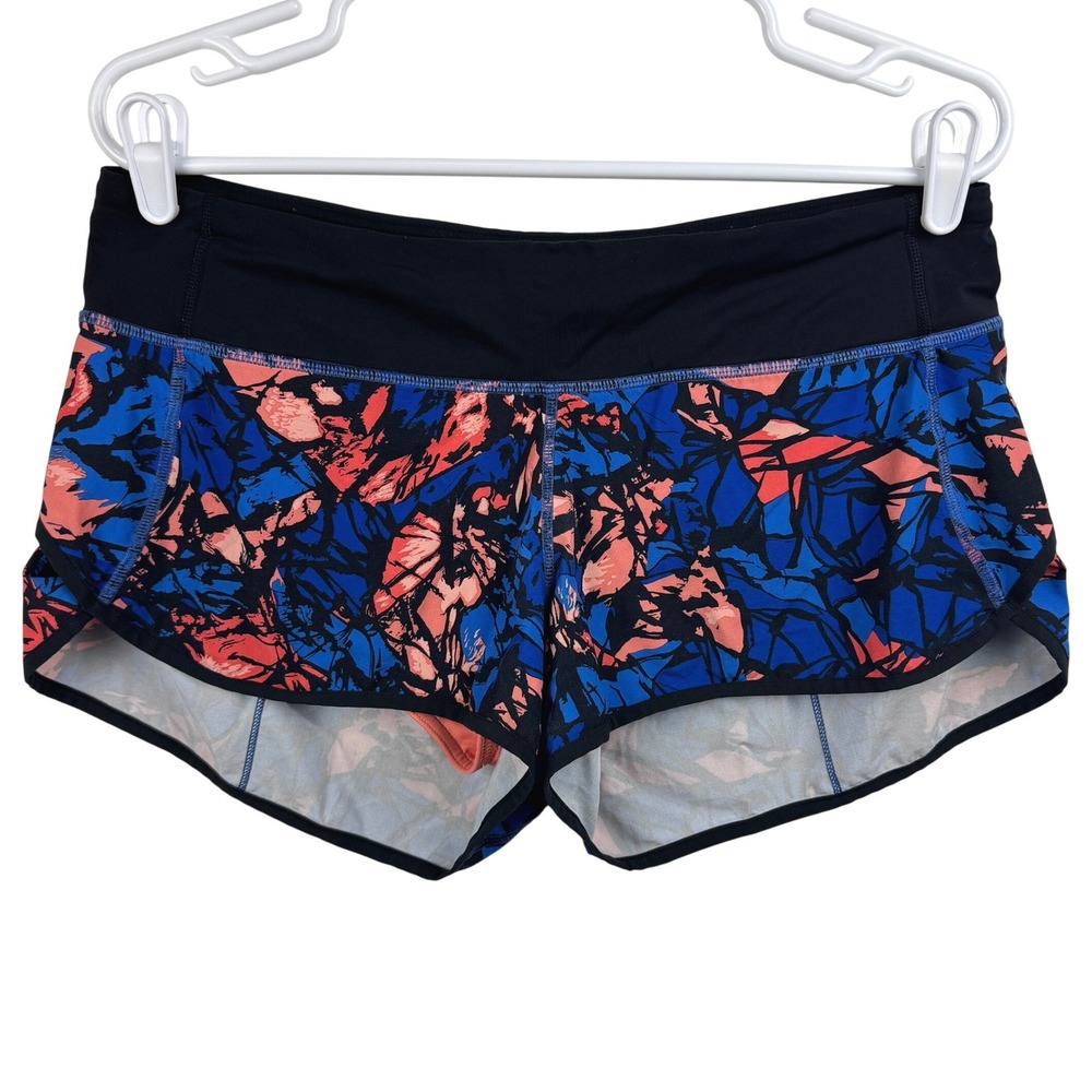 Lululemon Speed Up Short Womens Size 8 Blue Coral Abstract Print Running Shorts‎
